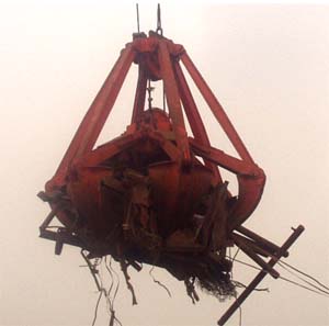 青島金經(jīng)緯正在裝卸中的廢鋼抓斗1