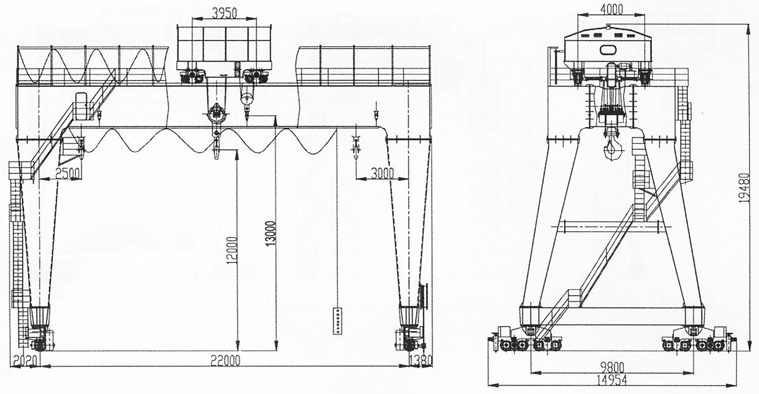 河南礦源:200/32T雙主梁吊鉤門式起重機(jī)