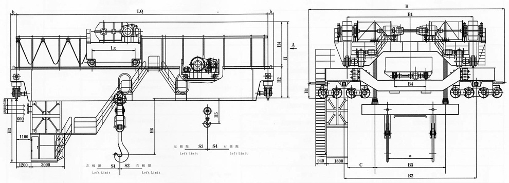 河南礦源:125/50～160/40t噸鑄造起重機(jī)