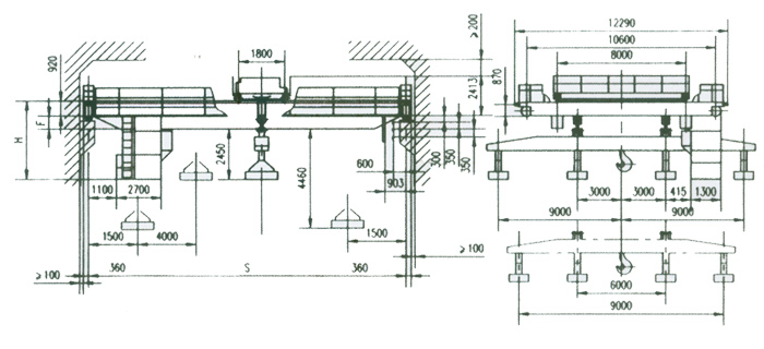 無(wú)錫融威(洛龍):10+10噸電磁掛梁起重機(jī)