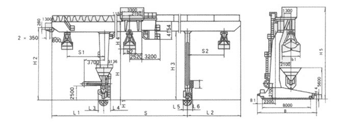 無(wú)錫融威(洛龍):5～10噸L型抓斗門式起重機(jī)