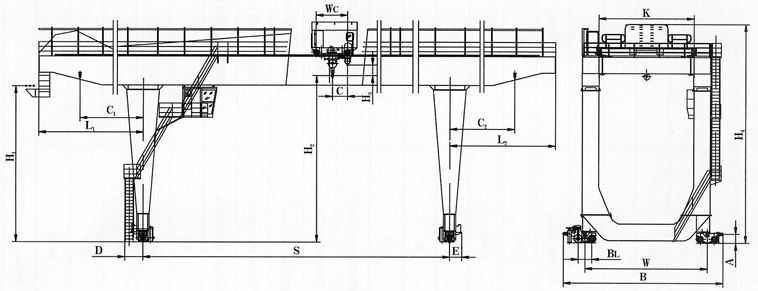 河南衛(wèi)華:10～50/10噸雙梁U型吊鉤門(mén)式起重機(jī)