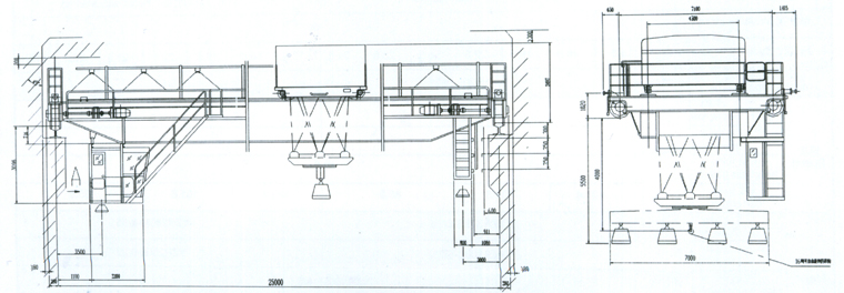 上海炬神:12.5+12.5噸旋轉(zhuǎn)電磁掛梁起重機(jī)