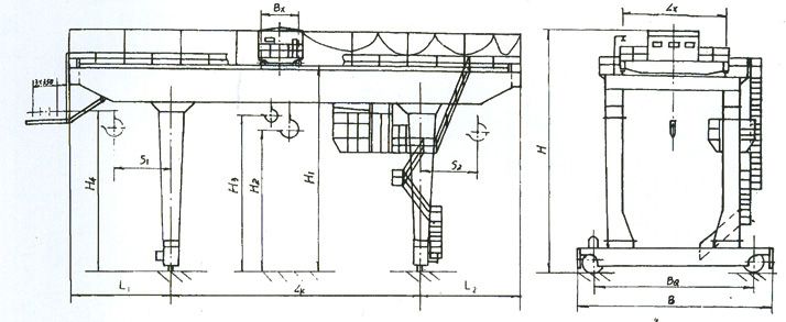 河南華豫:5－50噸普通集裝箱雙梁門式起重機(jī)