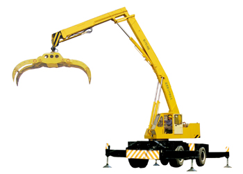 江蘇八達(dá)重工：“雙動(dòng)力”液壓輪胎式疊臂抓斗起重機(jī)（抓料機(jī)） QLYS10DZ