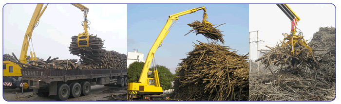 江蘇八達(dá)重工： QLYS12DZ型“雙動(dòng)力”液壓輪胎式疊臂抓斗起重機(jī)（輪胎吊） QLYS12DZ型