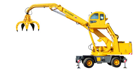 江蘇八達(dá)重工：QLYS20DZ“雙動(dòng)力”液壓輪胎式折疊臂抓斗起重機(jī)（火車裝卸機(jī)械） QLYS20DZ